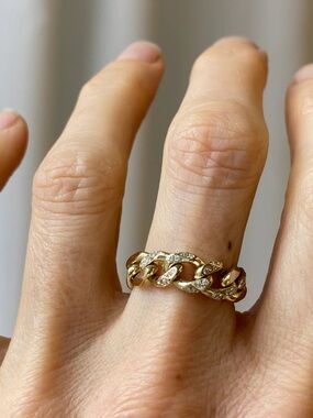 Gold Chain Band with Crystal Accents Ring